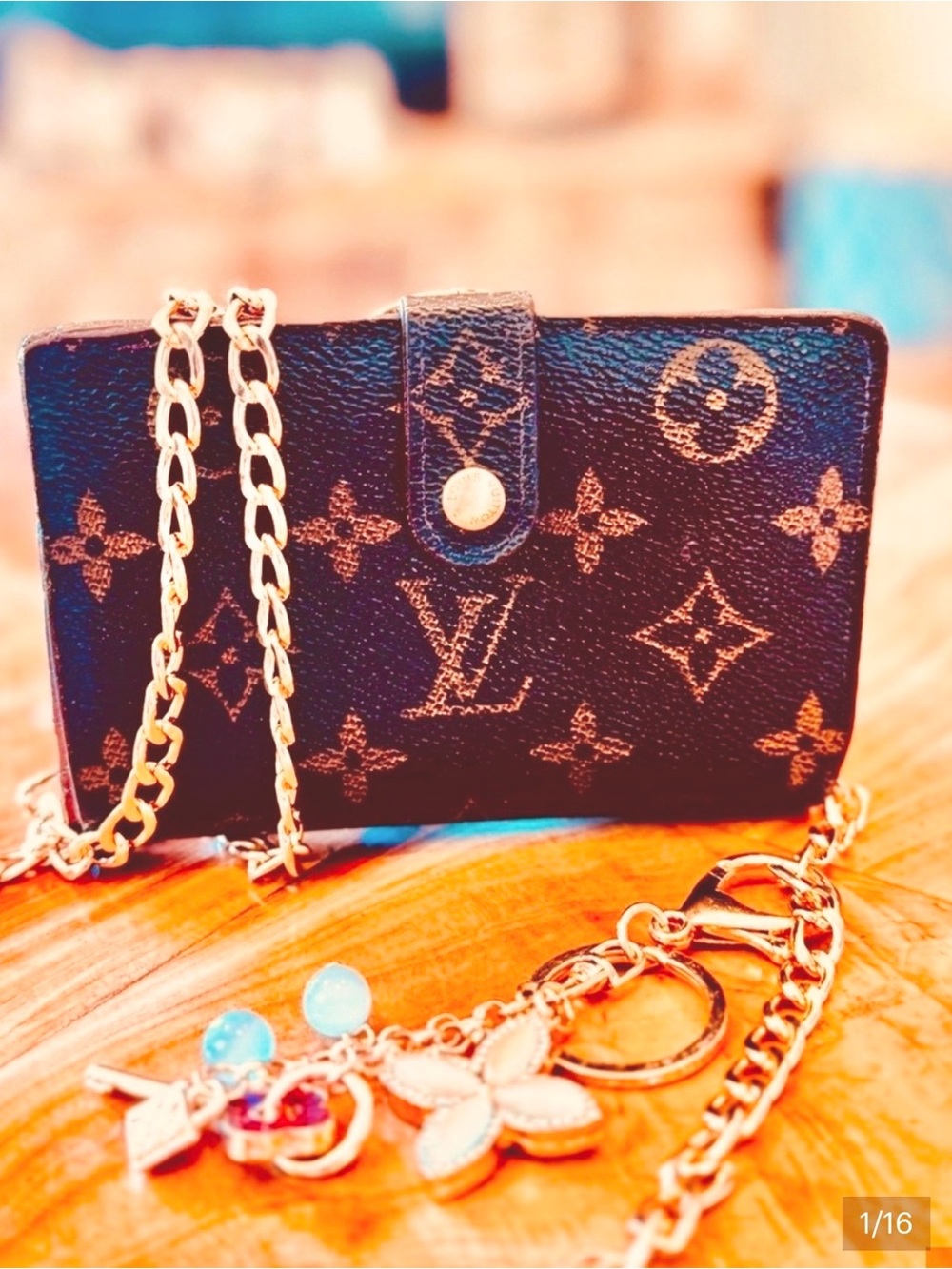 Louis Vuitton vintage monogram French kiss lock wallet, brown